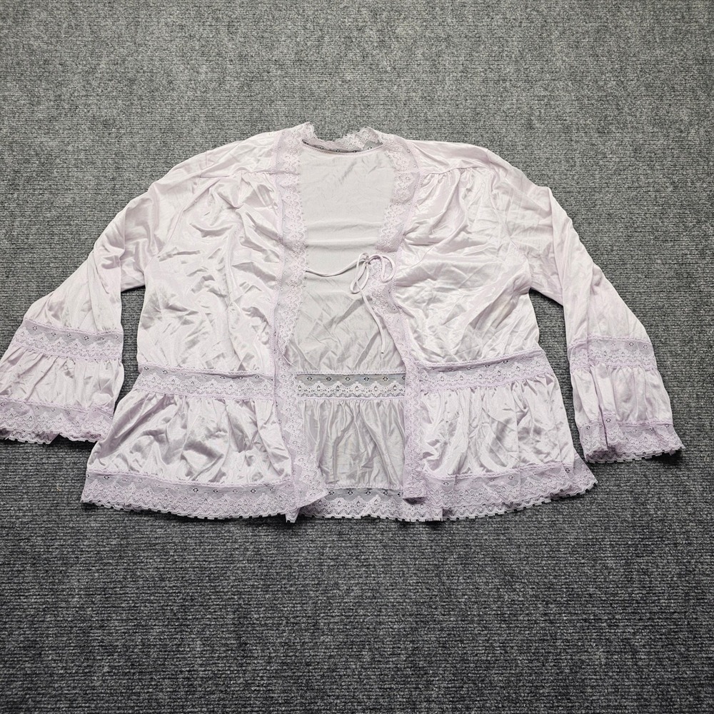 Vintage Deena Lavender Nylon Lace Ruffle Bed Jacket Medium Style 1253 USA Made
